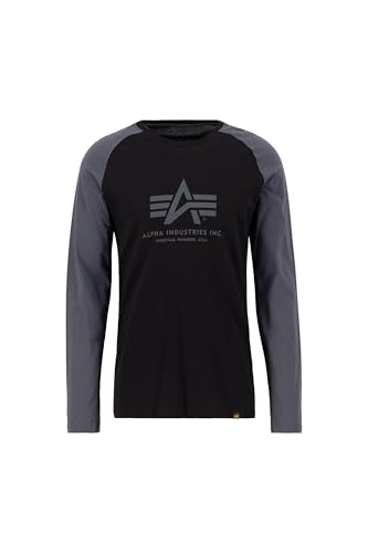 Alpha Industries Herren Basic LS Longsleeve T-Shirt, Black/Greyblack, XXL von Alpha Industries