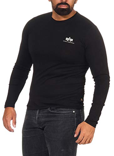 Alpha Industries Herren Basic LS Small Logo Longsleeve T-Shirt, Black, XXL von ALPHA INDUSTRIES