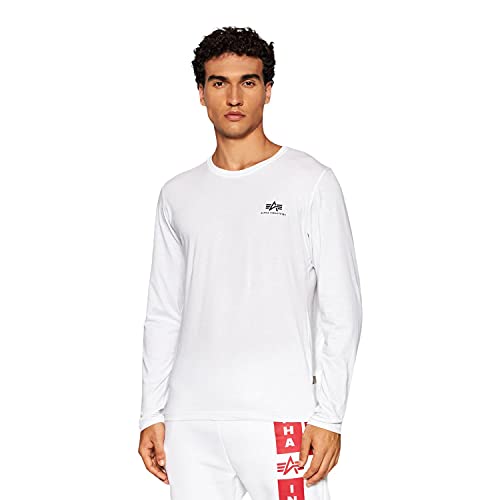 Alpha Industries Herren Basic LS Small Logo Longsleeve T-Shirt, White, L von ALPHA INDUSTRIES