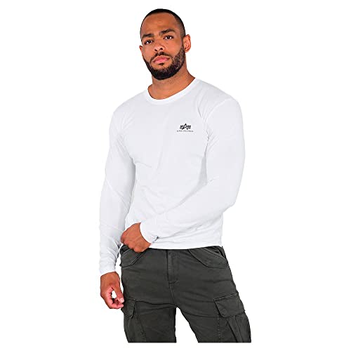 Alpha Industries Herren Basic LS Small Logo T-Shirt, White, L von Alpha Industries