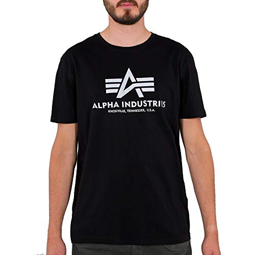 Alpha Industries Herren Basic Reflective Print Rundhalsausschnitt T-Shirt, Black, M von Alpha Industries