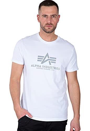 Alpha Industries Herren Basic Reflective Print T-Shirt, White, XXL von Alpha Industries