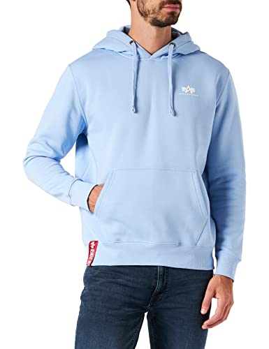 Alpha Industries Herren Basic Small Logo Hoodie Kapuzenpullover, Light Blue, M von ALPHA INDUSTRIES