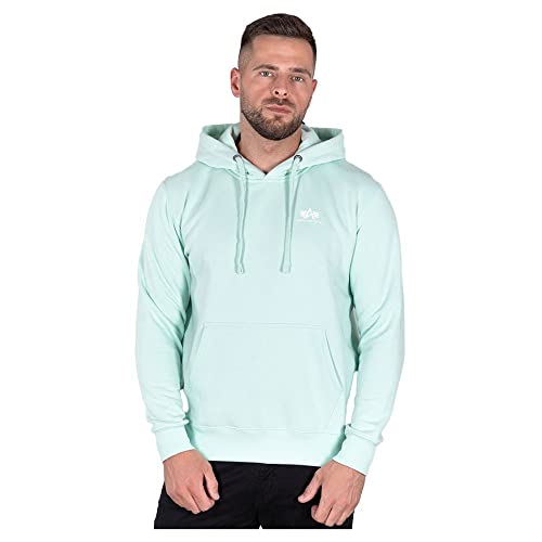 Alpha Industries Herren Basic Small Logo Hoodie Kapuzenpullover, Mint, M von ALPHA INDUSTRIES