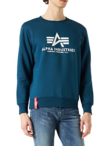 ALPHA INDUSTRIES Herren Basic Pullover Sport Hoodie, Marineblau, S von ALPHA INDUSTRIES