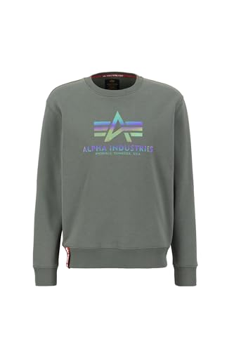 Alpha Industries Herren Basic Sweater Rainbow Ref. Print, Vintage Green, XXL von ALPHA INDUSTRIES