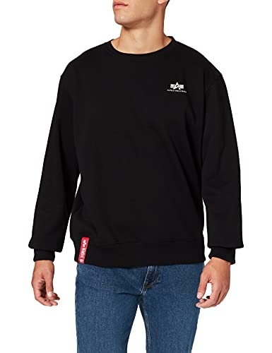 Alpha Industries Herren Basic Sweater Small Logo Print Sweatshirt, Black/Neon Orange, 37.13 von ALPHA INDUSTRIES
