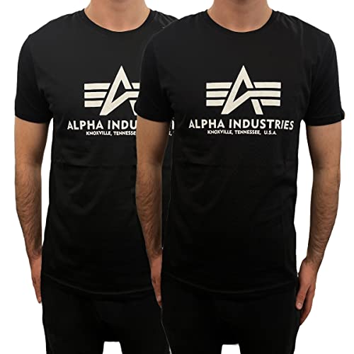 Alpha Industries Herren Basic T 2 Pack T-Shirt, Black, 58 (2er Pack) von ALPHA INDUSTRIES