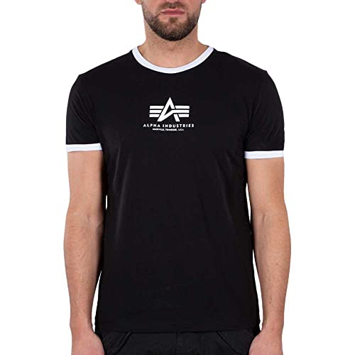 Alpha Industries Herren Basic T Contrast ML T-Shirt, Black/White, S von Alpha Industries