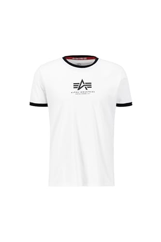 Alpha Industries Herren Basic T Contrast ML T-Shirt, White, L von Alpha Industries
