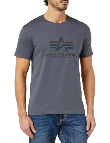 Alpha Industries Herren Basic T Rainbow Ref T-Shirt, Greyblack, S von ALPHA INDUSTRIES
