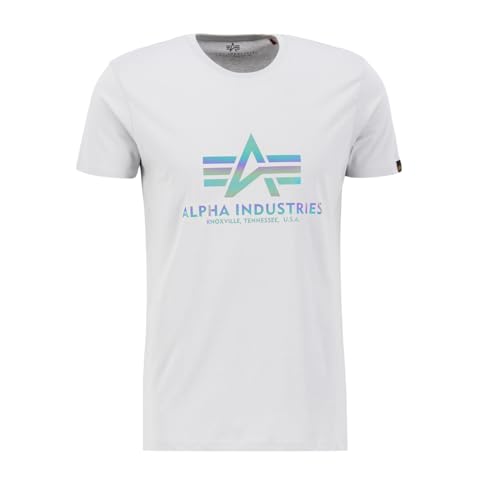 Alpha Industries Herren Basic T Rainbow Ref T-Shirt, Pastel Grey, XS von ALPHA INDUSTRIES