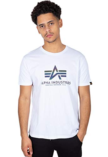 Alpha Industries Herren Basic T Rainbow Ref T-Shirt, White, S von ALPHA INDUSTRIES