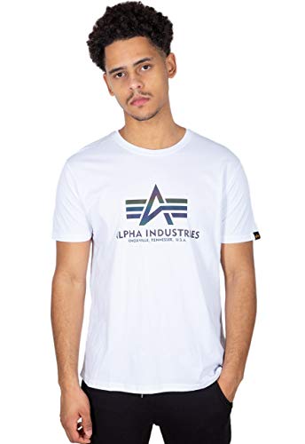 Alpha Industries Herren Basic T Rainbow Ref T-Shirt, White, XL von ALPHA INDUSTRIES