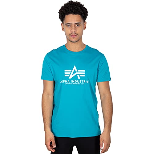 Alpha Industries Herren Basic T-Shirt, Blickdicht, Blue Lagoon, M von ALPHA INDUSTRIES