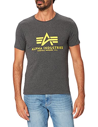 Alpha Industries Herren Basic T-Shirt, Charcoal Heather, M von ALPHA INDUSTRIES