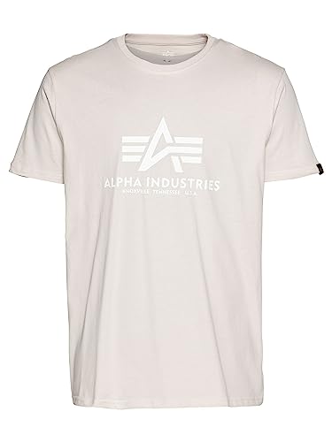 Alpha Industries Herren Basic T-Shirt, Jet Stream White/White, 56 von ALPHA INDUSTRIES