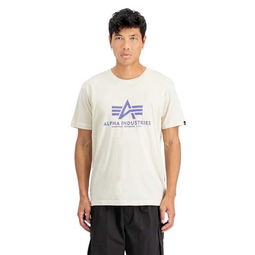 Alpha Industries Herren Basic T-Shirt, Vint.White/Night Purple, L von ALPHA INDUSTRIES