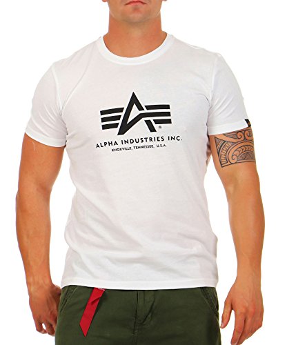 Alpha Industries Herren Basic T-Shirt, Weiß (White 09), Medium von ALPHA INDUSTRIES