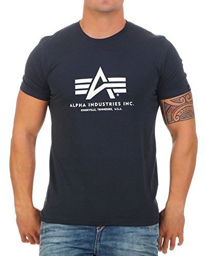 Alpha Industries Herren Basic T-Shirt,Blau (Navy 02), Small von ALPHA INDUSTRIES