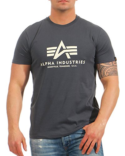 Alpha Industries Herren Basic T-Shirt,Grau (Greyblack 136), Large von ALPHA INDUSTRIES