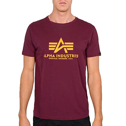 Alpha Industries Herren Basic T-Shirt,Rot (Burgundy 184), XXX-Large von Alpha Industries
