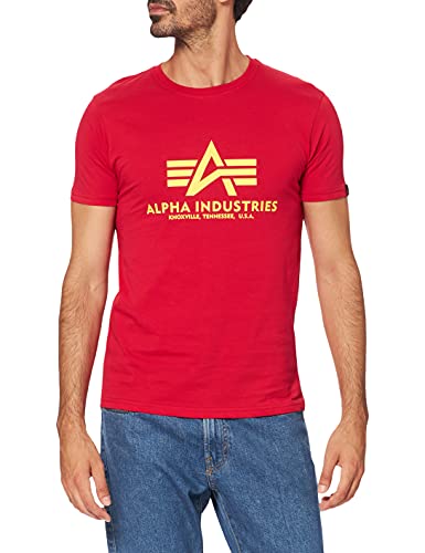 Alpha Industries Herren Basic T-Shirt,Rot (Speed Red 328), Medium von ALPHA INDUSTRIES