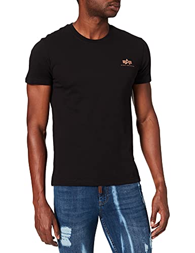 Alpha Industries Herren Basic T Small Logo Foil Print T-Shirt, Black/Gold, M von ALPHA INDUSTRIES