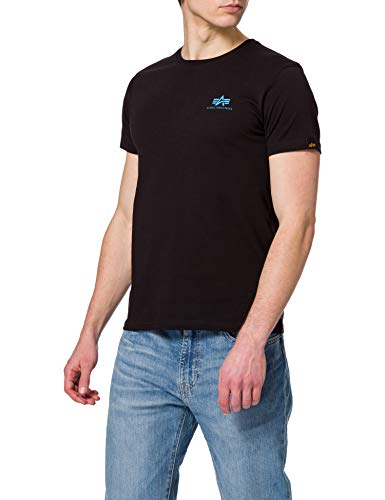 Alpha Industries Herren Basic T Small Logo T-Shirt, Black/Blue, XX-Large von ALPHA INDUSTRIES