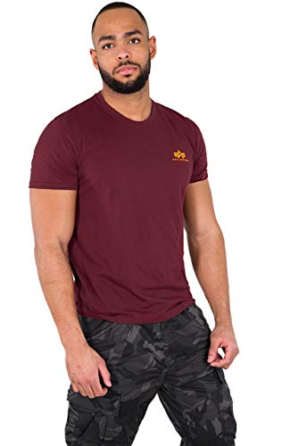 Alpha Industries Basic T Small Logo T-Shirt für Herren Burgundy von Alpha Industries