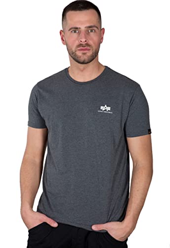 Alpha Industries Herren Basic T Small Logo T-Shirt, Charcoal Heather/White, 3XL von ALPHA INDUSTRIES