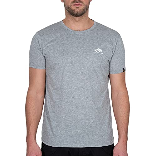 Alpha Industries Herren Basic T Small Logo T-Shirt, Greyheather/White, S von ALPHA INDUSTRIES