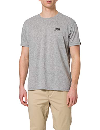 Alpha Industries Herren Basic T Small Logo T-Shirt, Grey Heather, Large von ALPHA INDUSTRIES