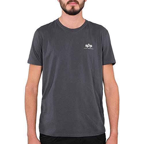 Alpha Industries Herren Basic T Small Logo T-Shirt, Blickdicht, Greyblack, XXL von Alpha Industries
