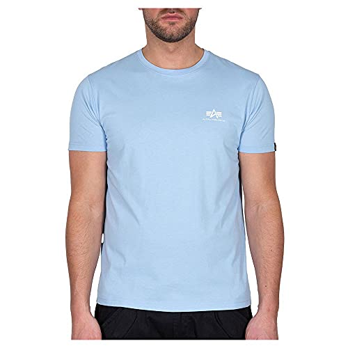 Alpha Industries Herren Basic T Small Logo T-Shirt, Light Blue, S von ALPHA INDUSTRIES