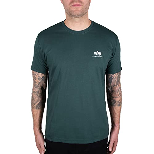 Alpha Industries Herren Basic T Small Logo T-Shirt, Navy Green, L von ALPHA INDUSTRIES