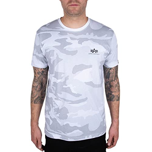 Alpha Industries Herren Basic T Small Logo T-Shirt, White Camo, L von Alpha Industries