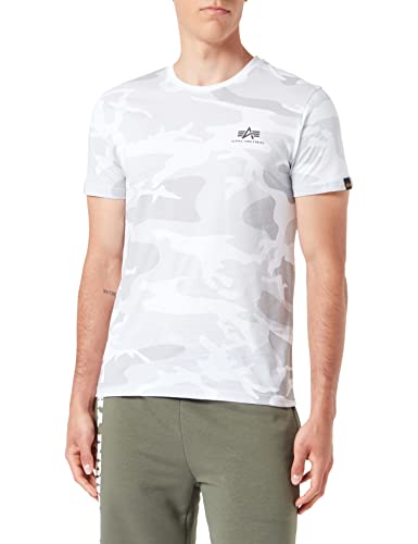 Alpha Industries Herren Basic T Small Logo T-Shirt, White Camo, XXL von ALPHA INDUSTRIES