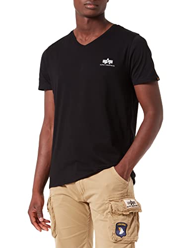 Alpha Industries Herren Basic V-Neck T Small Logo T-Shirt, Black, 3XL von ALPHA INDUSTRIES