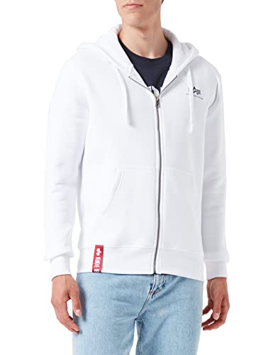 Alpha Industries Herren Basic Zip SL Hoodie Kapuzenpullover, White, 4XL von ALPHA INDUSTRIES