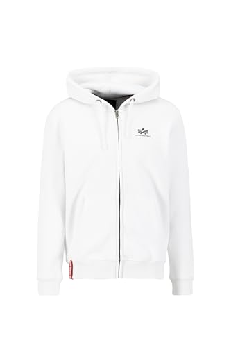 Alpha Industries Herren Basic Zip SL Hoodie Kapuzenpullover, White, XL von ALPHA INDUSTRIES