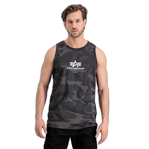 Alpha Industries Herren Basic top T-Shirt, Black Camo, 3XL von ALPHA INDUSTRIES