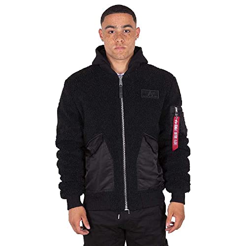 Alpha Industries Herren CWU Zip Hoody Teddy Bomberjacke, Black, L von ALPHA INDUSTRIES