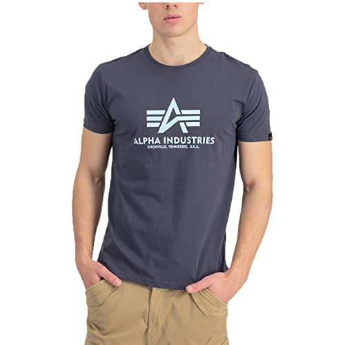Alpha Industries Herren Camiseta básica Camiseta Con Estampado reflectante para Hombre Kurzarm Shirt, Grey Black/Refl, von ALPHA INDUSTRIES