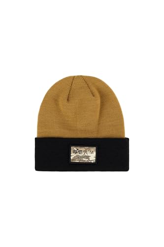 Alpha Industries Herren Crew C Label Beanie, Khaki, One Size von Alpha Industries