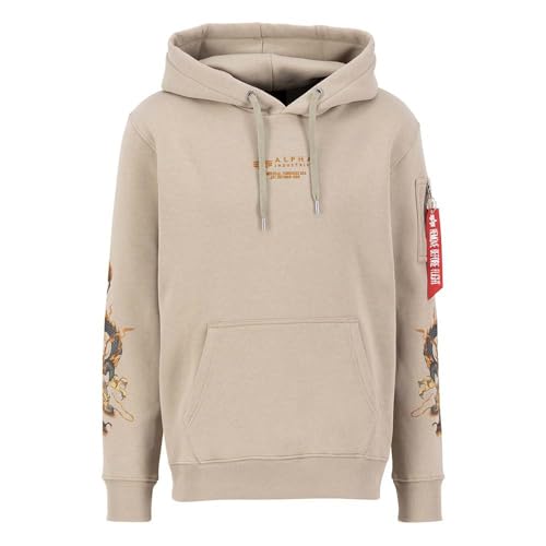 Alpha Industries Herren Dragon EMB Hoody Kapuzensweat Kapuzenpullover, Vintage Sand, L von ALPHA INDUSTRIES