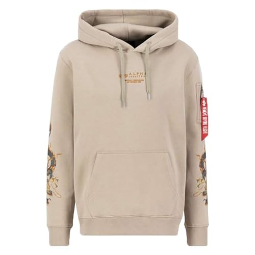 Alpha Industries Herren Dragon EMB Hoody Kapuzensweat Kapuzenpullover, Vintage Sand, M von ALPHA INDUSTRIES