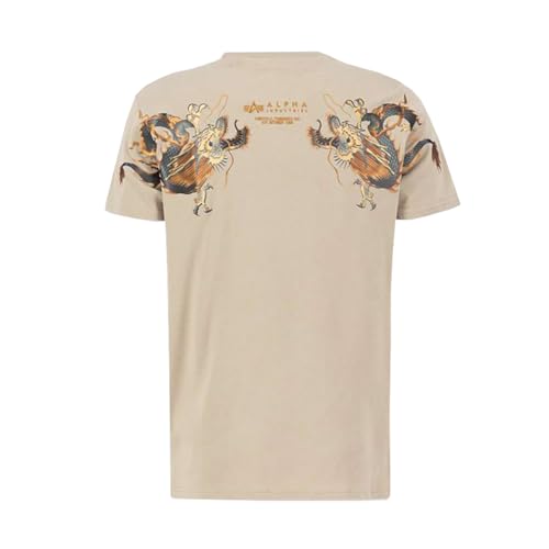 Alpha Industries Herren Dragon EMB T-Shirt, Vintage Sand, L von ALPHA INDUSTRIES