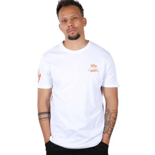 Alpha Industries Herren Flame T-Shirt, White, S von ALPHA INDUSTRIES