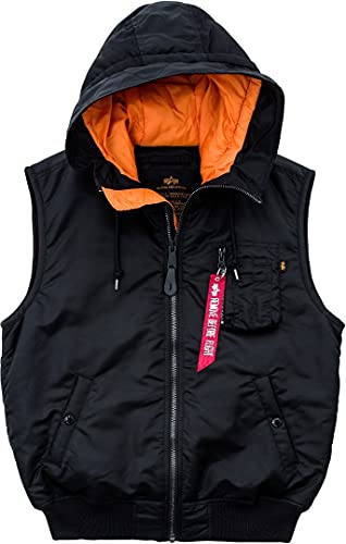 Alpha Industries Herren Hooded MA-1 Vest Weste, Black, L von ALPHA INDUSTRIES